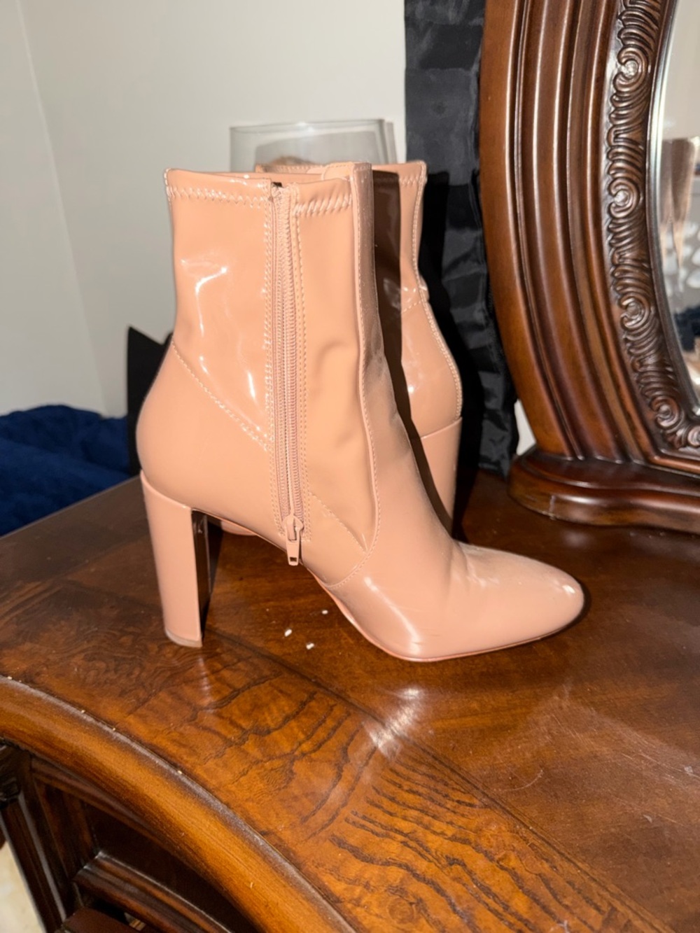 Aldo Blush Patent Ankle Boots with Block Heel